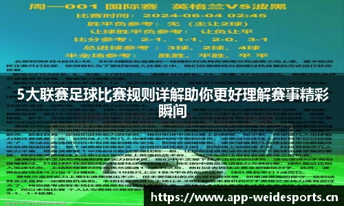 5大联赛足球比赛规则详解助你更好理解赛事精彩瞬间